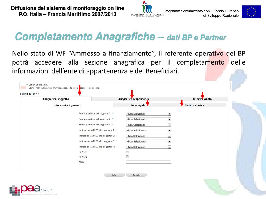 Programma Cofinanziato Con Il Fondo Europeo Di Sviluppo Regionale Ppt